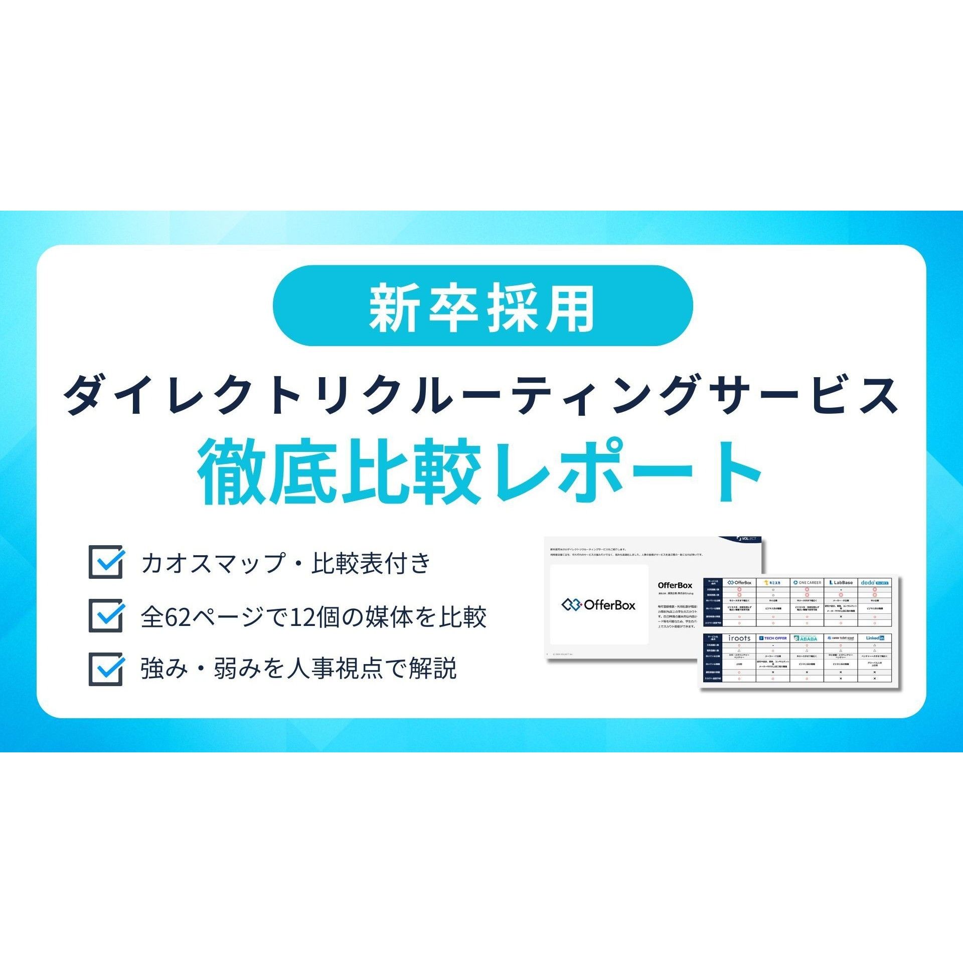 【新卒スカウトサービス徹底比較レポート2026】800社以上のダイレクトリクルーティングの運用実績に基づいた、各社サービスの徹底比較レポート情報を公開！