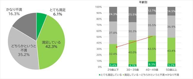 働いている会社の福利厚生に対する満足度