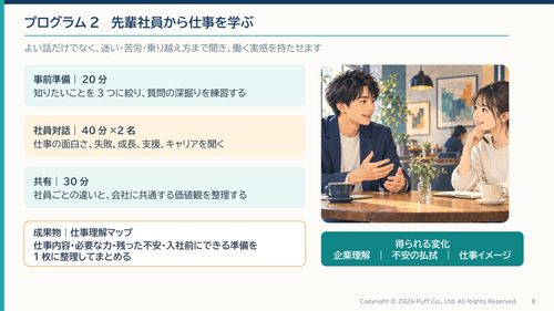 先輩社員との対話で仕事理解を深めるプログラム