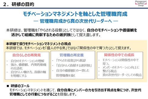 【無料ＤＬ：研修企画書】価値観を活かし組織に貢献する選択肢を持つ ＜モチベーションマネジメント研修＞