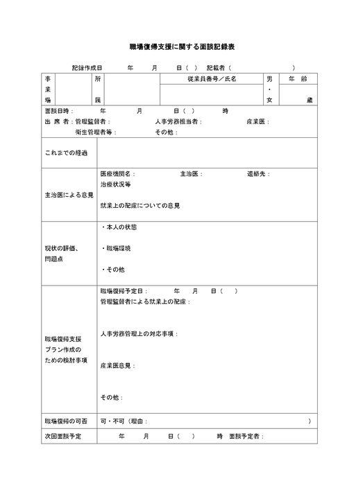 【産業医監修】従業員の復職対応6点セット