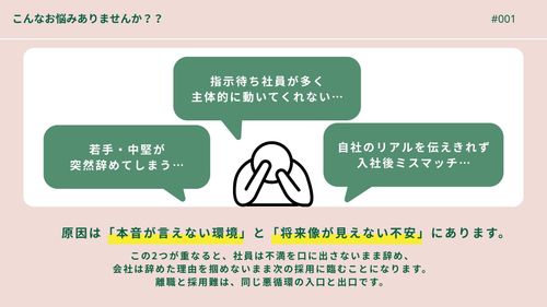 【3分で組織の健康診断】 定着と採用を１つのサイクルで解決する「本音の対話」組織作りガイド