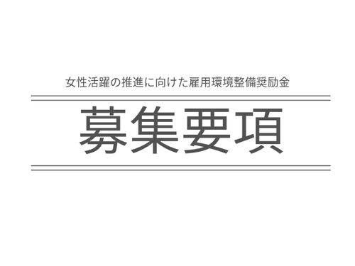 「女性活躍の推進に向けた雇用環境整備促進奨励金」募集要項