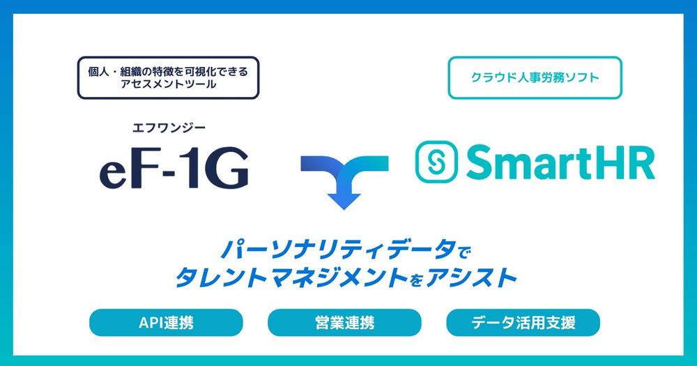 適性検査「eF-1G（エフワンジー）」、「SmartHR」とのAPI連携機能の提供を開始