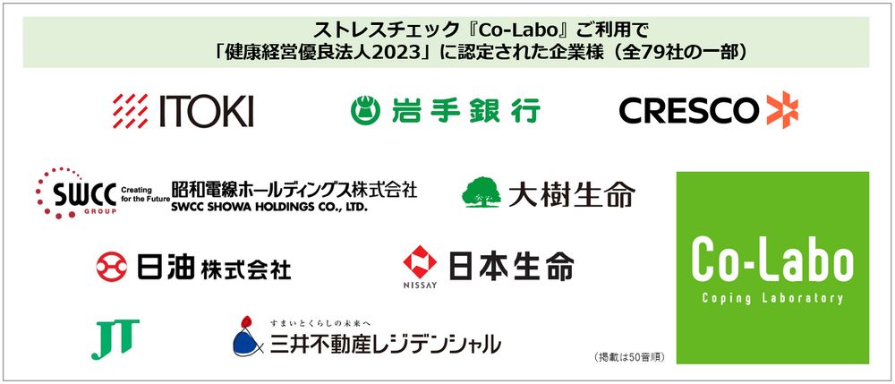 〈健康経営度調査〉完全対応。ストレスチェック『Co-Labo』 導入企業79社が「健康経営優良法人2023」に認定