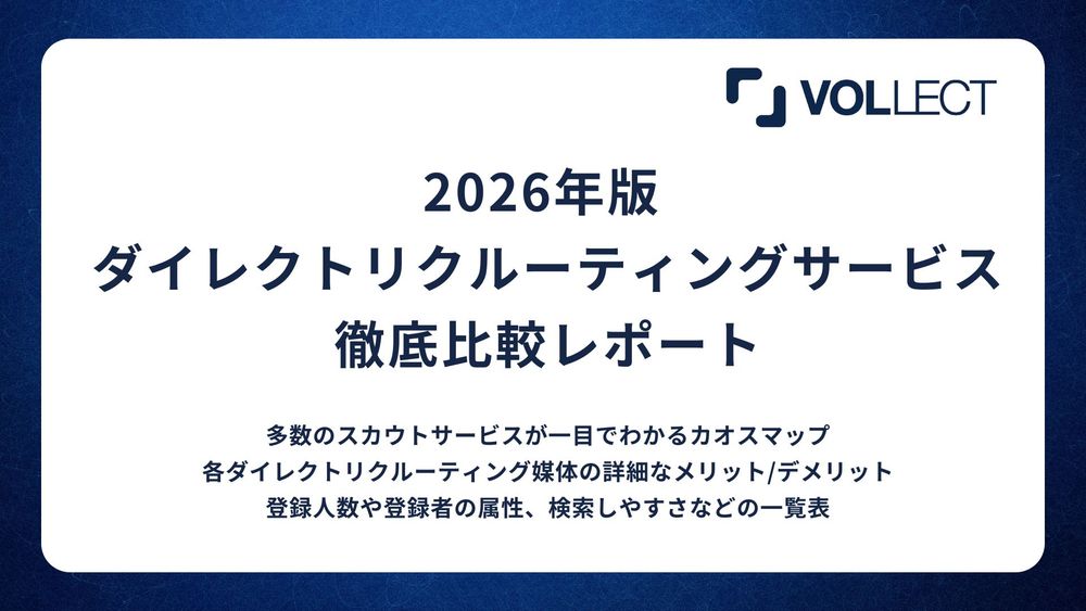 【2026年版】ダイレクトリクルーティング支援のVOLLECT、スカウトサービス徹底比較レポート公開