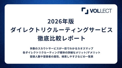 【2026年版】ダイレクトリクルーティング支援のVOLLECT、スカウトサービス徹底比較レポート公開