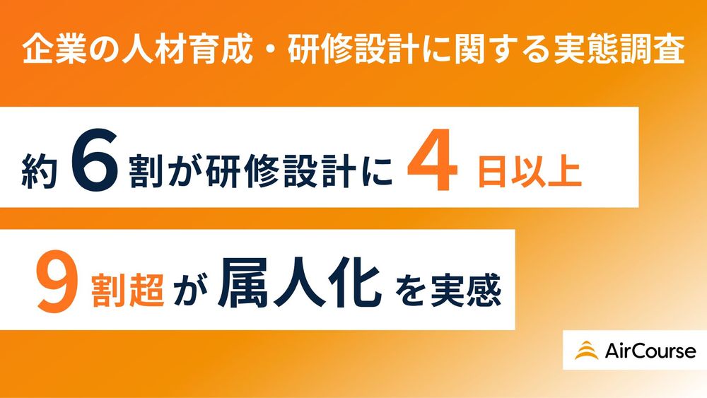 【人材育成実態調査】企業の研修プログラム設計、約6割が「4日以上」かかると回答、9割超が属人化を実感
