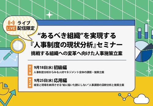 【ライブ配信限定】初級編：“あるべき組織”を実現する『人事制度の現状分析』セミナー