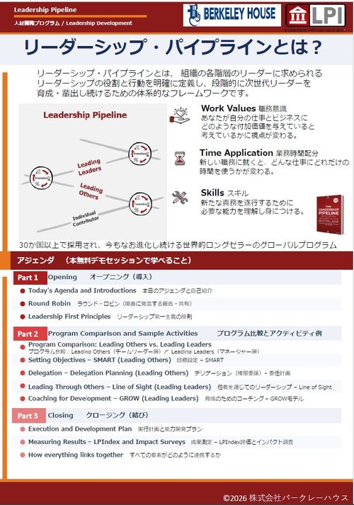 【9月16日開催】管理職を“成果を出すリーダー”へ! リーダーシップ・パイプライン無料体験セミナー