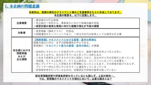 【実践型・管理職研修】ご支援事例