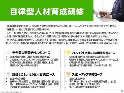 ⾃ら考えて⾏動する「⾃律型組織」をつくる 自律型人材育成研修コース集