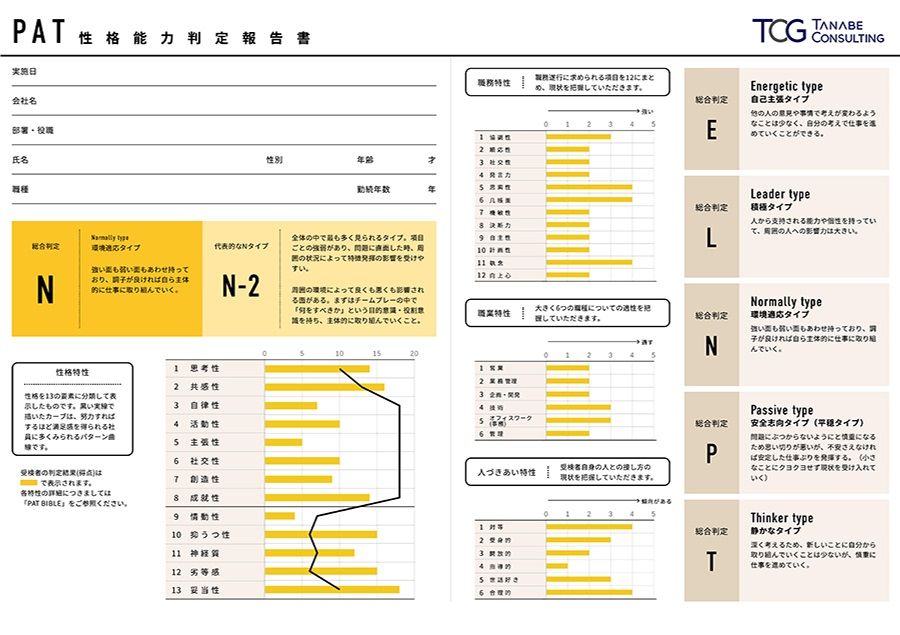 「性格能力判定」※オプション