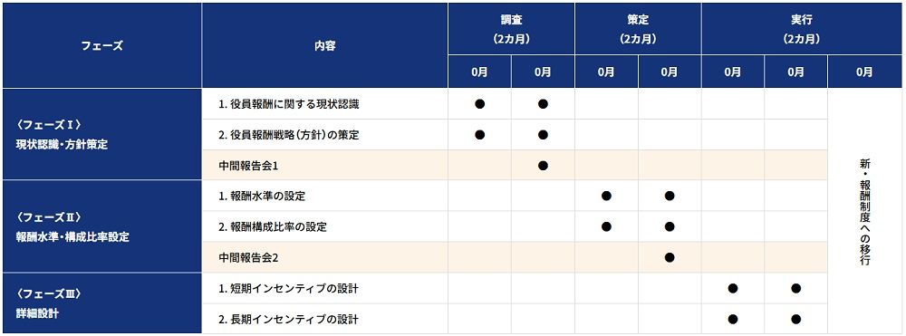 役員報酬制度コンサルティングスケジュール