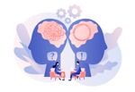 Psychologist consulting patient. Psychotherapy practice, psychological help, psychologist service, private counseling, psychology. Modern flat cartoon style. Vector illustration on white background