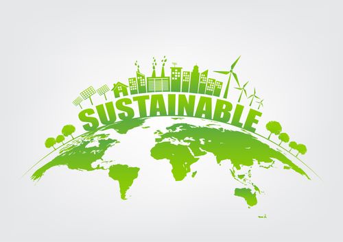 Green city on earth, World environment and sustainable development concept, vector illustration